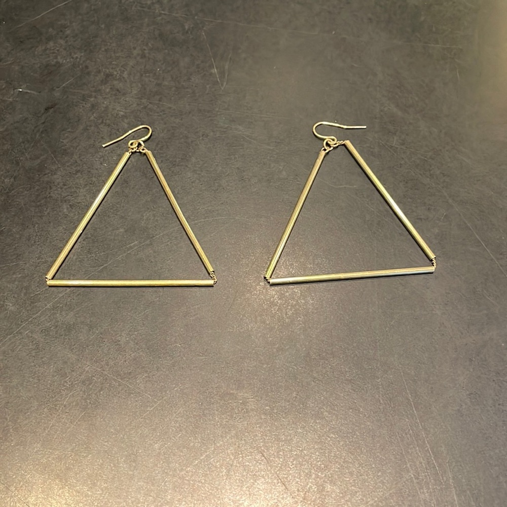 Brass triangle modern earrings.
